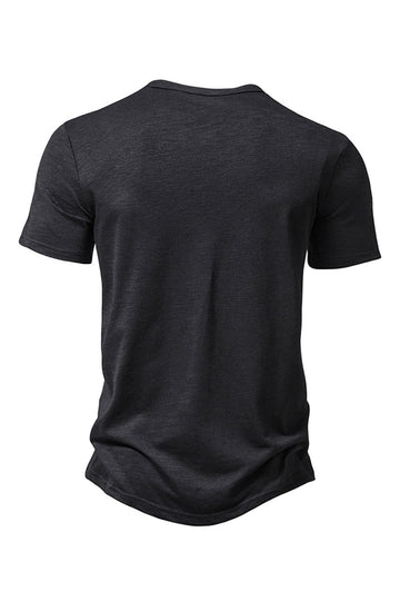 Bouton Noir Été Manches Courtes Tops pour Homme